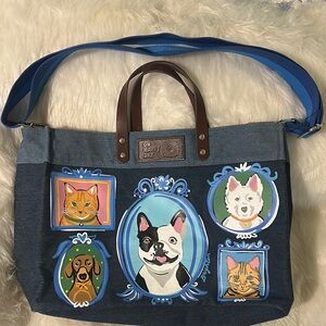 Brighton Colorful Dog and Cat Print Tote Bag